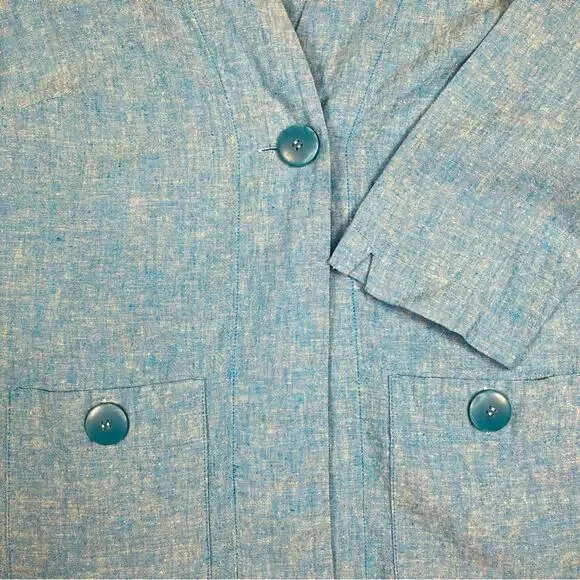 NWT VTG NORM THOMPSONBlue Linen & Cotton Blend Lightweight BlazerWomen's